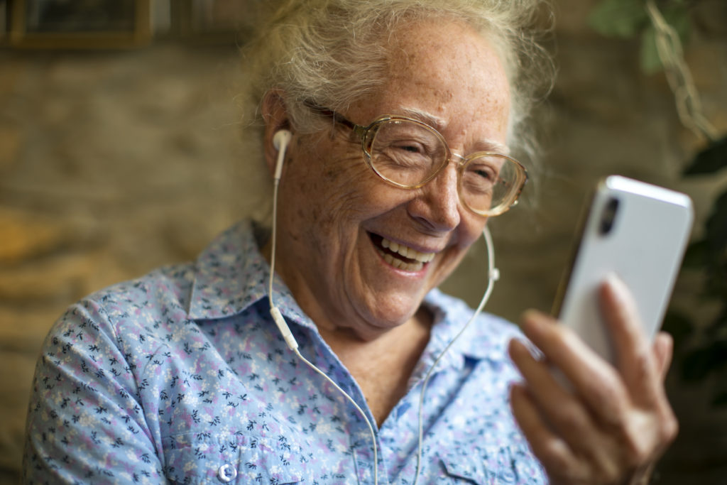 seniors mental health - elderly woman FaceTime Call